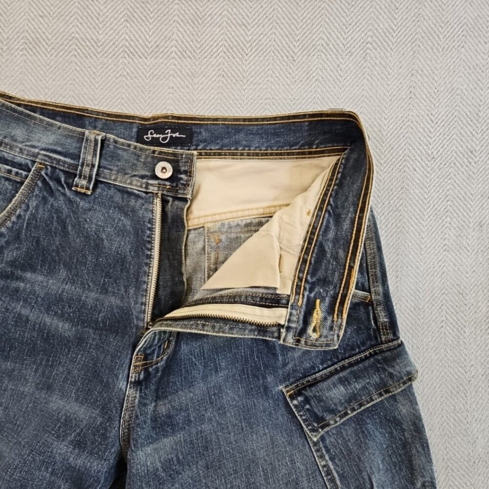 Sean John Jeans Men’s 32x32 Blue Y2K Hip Hop Baggy Wide Leg Denim Zip Pockets - Picture 12 of 13